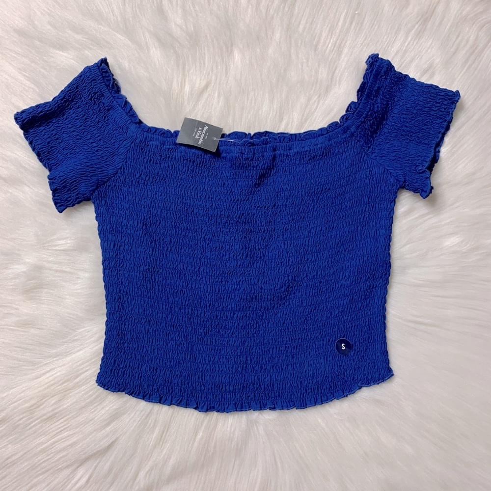 NWT Abercrombie&Fitch Royal Blue Shirred Crop Top